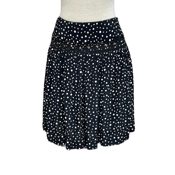 Max Studio Skirt Black White Polka Dots Full Short Size Small - Picture 2 of 13